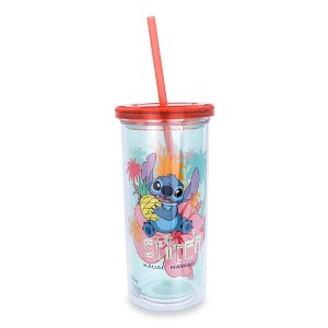 Silver Buffalo Disney Lilo & Stitch "Kauai, Hawaii" Tropical Carnival Cup with Lid and Straw - 1 of 4