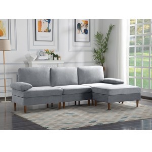 Aukfa Modern 102.4" L-shape Modular Sectional Sofa with Movable Ottoman,4 Seat Upholstery Sofa with Removable Back & Seat - 1 of 4