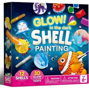 Joyfy 12Pcs Sea Shell Painting Kit for Kids, Glow in The Dark Painting Kit for Toddler Activities, Birthday Gift, Arts & Crafts for Boys Girls Age 6+ - 1 of 4