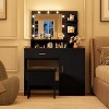 Cozony Vanity Desk with Mirror and 9 Light Bulbs, Makeup Vanity with Drawer, Cabinets and Open Shelves, White/Black - 2 of 4