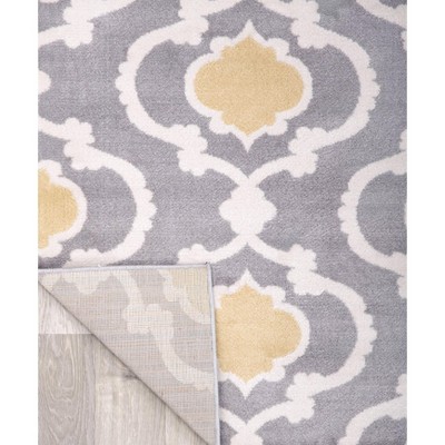 Elegant Gray Trellis 2' x 3' Washable Synthetic Area Rug