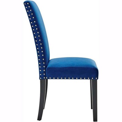 Elegant Navy Velvet Upholstered Parsons Side Chair with Nailhead Trim