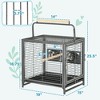 Skyzone 18" Heavy-Duty Wrought Iron Travel Bird Cage with Handle, Wooden Perch, 2 Stainless Steel - 3 of 4