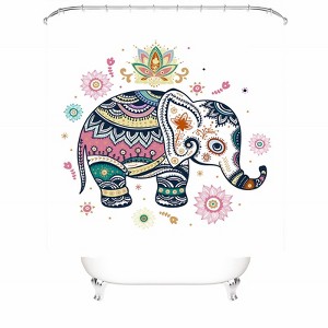 Ethnic Elephant Shower Curtains for Bathroom Waterproof Fabric Bath Curtain Durable Soft Stylish Bathroom Decor 72x72 Inch - 1 of 1