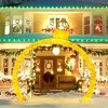 Costway 10.5 ft Christmas Pre-Lit Arch with Gold Ornament Cap 300 Warm White LED Lights - 2 of 4
