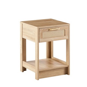 DSVIMOY 15.75" End Table with Drawer, Modern Nightstand, Side Table for Living Room, Bedroom, Walnut Color, 15.75"*17.75"*21.65" - 1 of 4