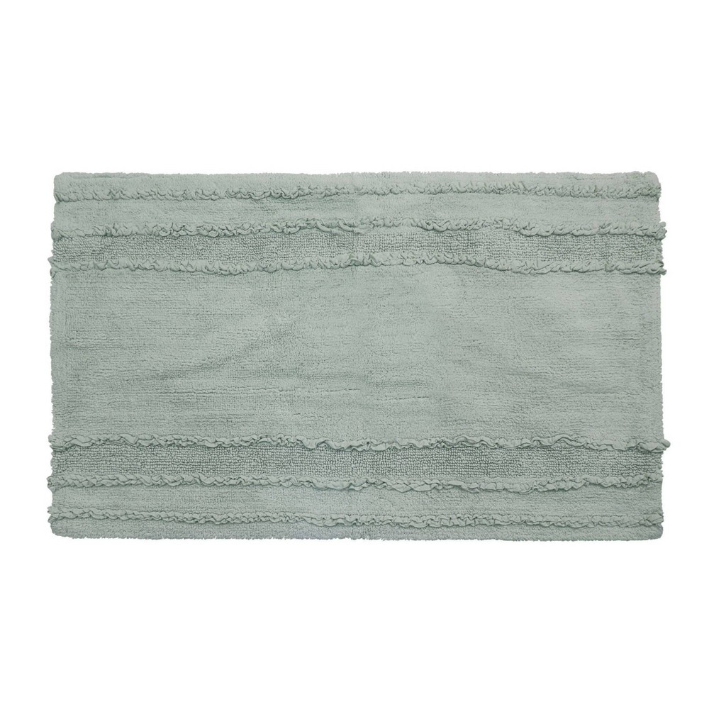 21inx34in Ruffle Border Collection 100% Cotton Bath Rug Aqua - Better Trends