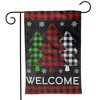 Checkered Trees Burlap Winter Garden Flag Welcome 18" x 12.5" Briarwood Lane - 2 of 4