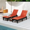 Tangkula 2PCS Patio Lounge Chair Recliner Chair w/ 3-Position Adjustable Backrest & Cushion Black & Orange - 2 of 4