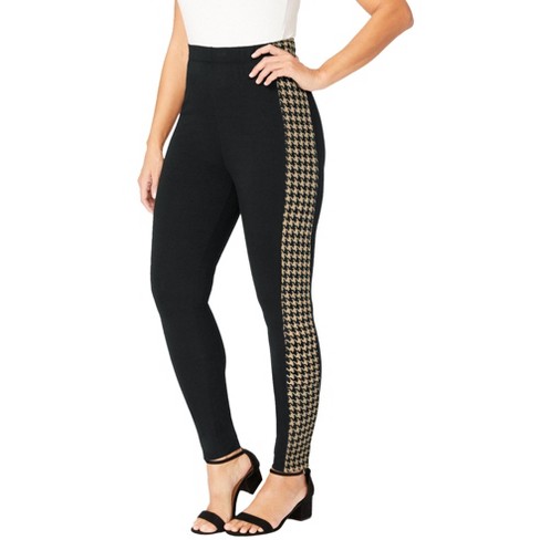 Jessica London Women's Plus Size Everyday Legging, 38/40 - Khaki Black  Houndstooth : Target