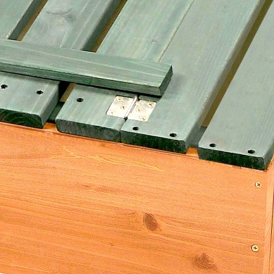 Natural Green Cedar Wood Square Sandbox with Convertible Bench Seats