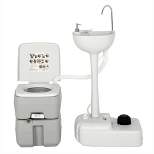 Costway Outdoor Wash Sink and Potable Toilet Set 4.5 Gallon Sink & 5.3 Gallon Toilet