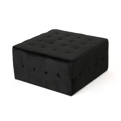 Judson Glam Tufted Velvet Ottoman Black - Christopher Knight Home