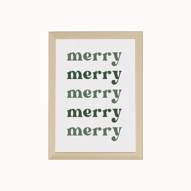 7&#34; x 10&#34; Merry Merry Merry Natural Frame Wall Canvas - Petal Lane, 1 of 5