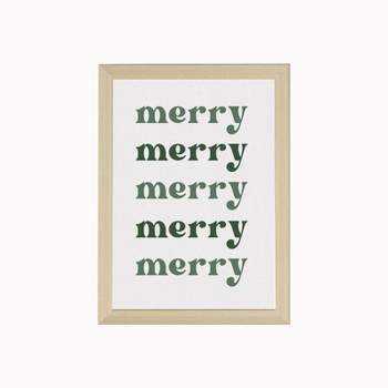 7" x 10" Merry Merry Merry Natural Frame Wall Canvas - Petal Lane