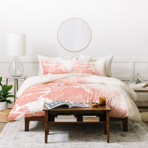 King Abstract Emanuela Carratoni Duvet Cover Set Pink with White - Deny Designs