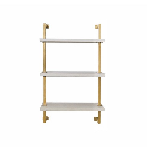 Nathan James Theo 73 in. White and Gold Brass Metal 2-Shelf Wall