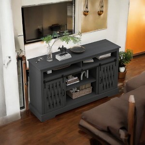 Alilang 58.03 Inch Electric Fireplace TV Stand with Sliding Barn Doors and Built-In Storage Shelves - Dark Gray - 1 of 4