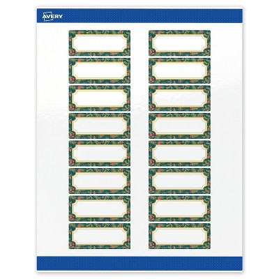 Avery Labels, 1" x 2-5/8", Gold-Teal Berries, Glossy, 160ct