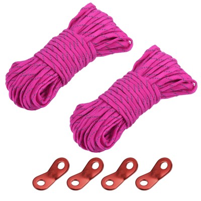 Unique Bargains 2 Camping Hiking Tent Nylon Reflective Guyline Cord with 4 Aluminum Cord Adjusters
