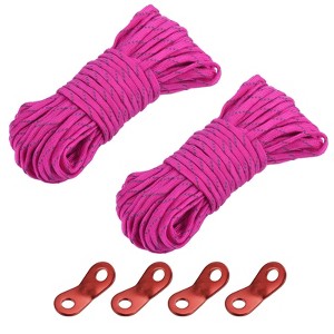 Unique Bargains 2 Camping Hiking Tent Nylon Reflective Guyline Cord with 4 Aluminum Cord Adjusters - 1 of 4