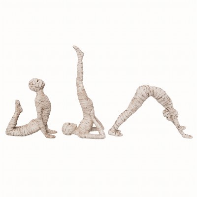 Transpac Resin White Halloween Mummy Stretch Yoga Pose Set of 3