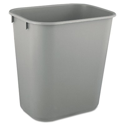 Rubbermaid Commercial Deskside Plastic Wastebasket Rectangular 3 1/2 gal Gray 2955GRA