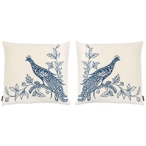 Loving Pair Pillow (Set of 2) - Beige/Blue - 20"X20" - Safavieh - 1 of 4