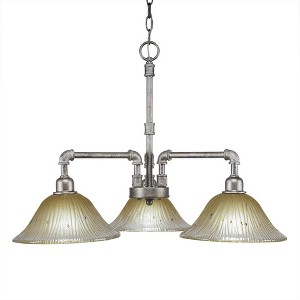 Toltec Lighting Vintage 3 - Light Chandelier in  Aged Silver with 10" Amber Crystal  Shade - 1 of 1