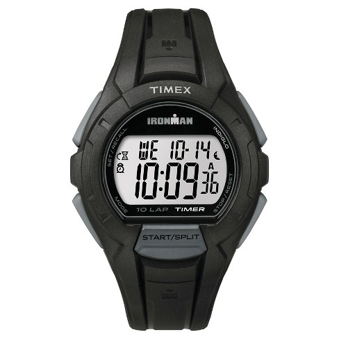 Men's Timex Ironman Essential 10 Lap Digital Watch - Black/gray Tw5k940009j  : Target