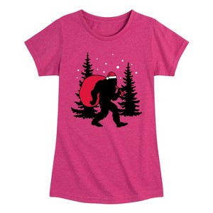 Girls' - Instant Message - Sasquatch Santa Fitted Short Sleeve Graphic T-Shirt - 1 of 4