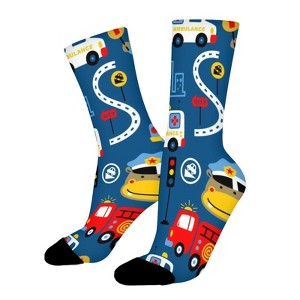 Animals Rescue Team Cartoon Women Printed Crew Socks Funny Funky Socks Soft Polyester Novelty Gifts for Artists Men - 1 of 1