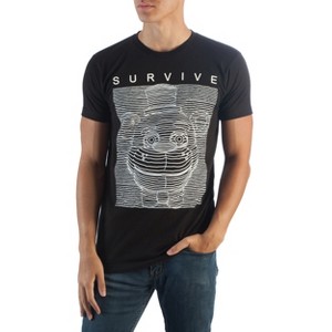 Five Nights Black and White Survive Shirt, Sketch White High Density Lines Design, T-Shirt with Message FNAF - 1 of 3