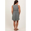 PinkBlush Olive Ribbed Sleeveless Lettuce Trim Maternity Mini Dress - 4 of 4