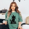 Simply Sage Market Women's Cat Perched On A Pumpkin Short Sleeve Garment Dyed Tee - 2 of 4