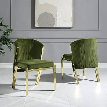 21" Fallon Accent Chair Green Velvet Mirrored Gold Finish - Acme Furniture