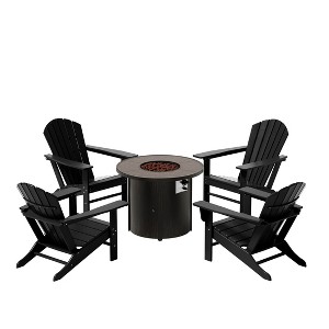 WestinTrends Outdoor Patio Adirondack Chair With Round Fire Pit Table Sets - 1 of 2