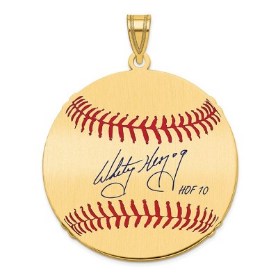 Black Bow Jewelry 14K Gold Plated Whitey Herzog Signature LG Enamel Baseball Pendant