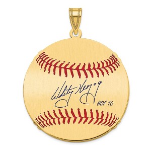Black Bow Jewelry 14K Gold Plated Whitey Herzog Signature LG Enamel Baseball Pendant - 1 of 4
