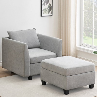 Whizmax Modular Sectional Sofa Couch with Storage Seat, Reversible Modular Sofa Couch, Linen Fabric(Light Grey)