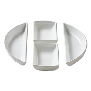 tagltd Whiteware Modular 4 Piece Porcelain Dinnerware Serving Set, 13.0L x 4.5W x 1.9H, Dishwasher Safe - 1 of 3