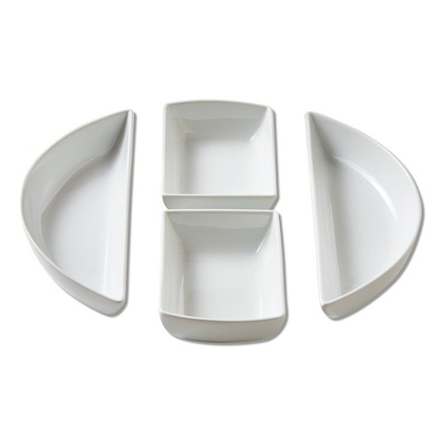 tagltd Whiteware Modular 4 Piece Porcelain Dinnerware Serving Set, 13.0L x 4.5W x 1.9H, Dishwasher Safe - image 1 of 3