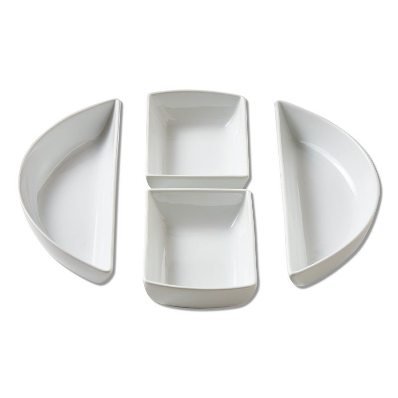 tagltd Whiteware Modular 4 Piece Porcelain Dinnerware Serving Set, 13.0L x 4.5W x 1.9H, Dishwasher Safe, 1 of 3