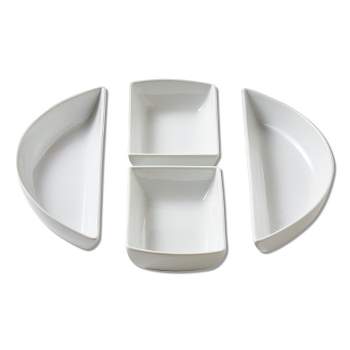 tagltd Whiteware Modular 4 Piece Porcelain Dinnerware Serving Set, 13.0L x 4.5W x 1.9H, Dishwasher Safe