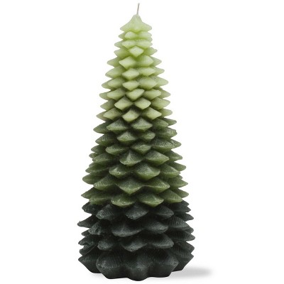 tagltd Extra Large Green Ombre Tree Shaped Wax Candle with Chunky Leaf Accents 11.5 in