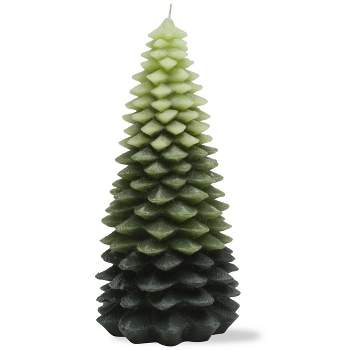 tagltd Extra Large Green Ombre Tree Shaped Wax Candle with Chunky Leaf Accents, 11.5 in