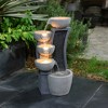 LuxenHome 26" Modern Outdoor Water Fountain with Planter and Lights, Resin Cascading Bowl Garden Waterfall Indoor and Outdoor Use Gray - 3 of 4