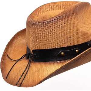 grinderPUNCH Western Outback Cowboy Hat Men's Women's Style Classic Straw Western Cowgirl Hat - 1 of 4