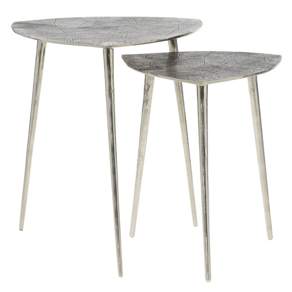 Photos - Garden Furniture 2pk Aluminum Patio Accent Table - Olivia & May: Contemporary Nesting Table