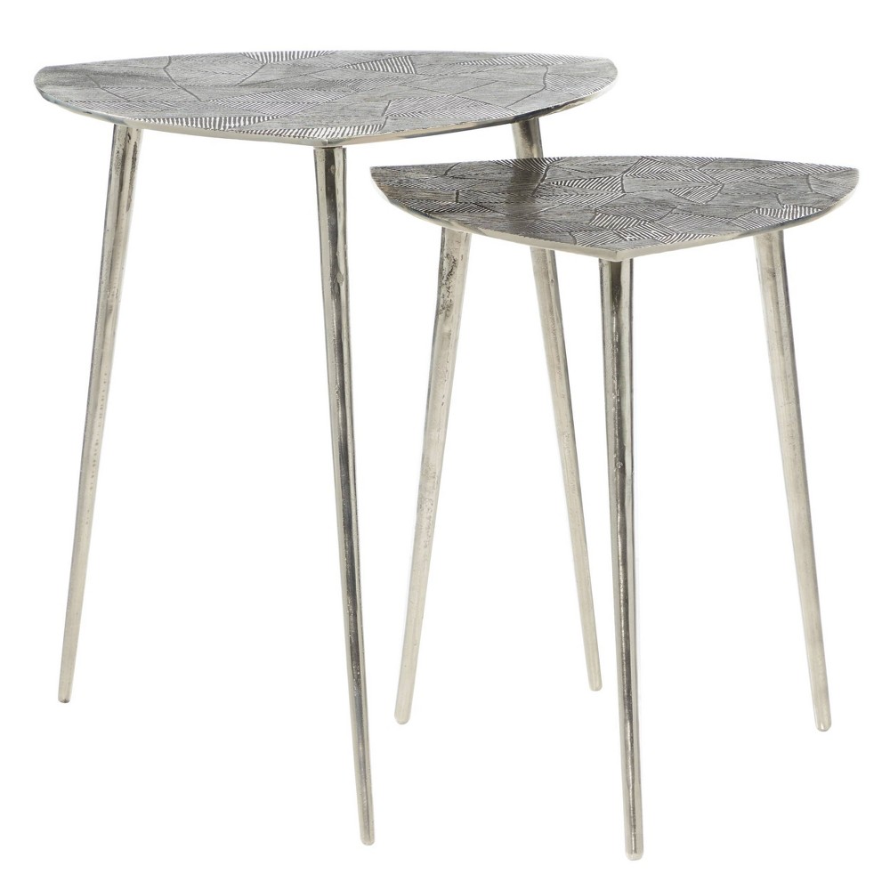 Photos - Chair 2pk Aluminum Patio Accent Table - Olivia & May: Contemporary Nesting Table